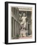Zeus statue in the temple at Olympia - Sculpture by Phidias-Heinrich Leutemann-Framed Giclee Print