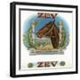 Zev Brand Cigar Box Label, Horse Racing-Lantern Press-Framed Art Print