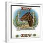 Zev Brand Cigar Box Label, Horse Racing-Lantern Press-Framed Art Print