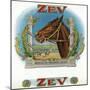 Zev Brand Cigar Box Label, Horse Racing-Lantern Press-Mounted Art Print