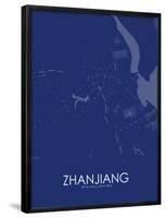 Zhanjiang, China Blue Map-null-Framed Poster