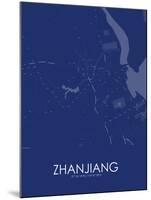 Zhanjiang, China Blue Map-null-Mounted Poster