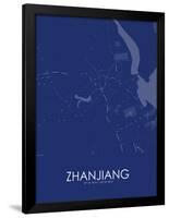 Zhanjiang, China Blue Map-null-Framed Poster