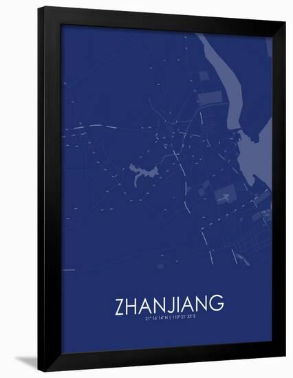 Zhanjiang, China Blue Map-null-Framed Poster