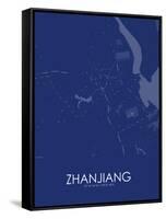 Zhanjiang, China Blue Map-null-Framed Stretched Canvas