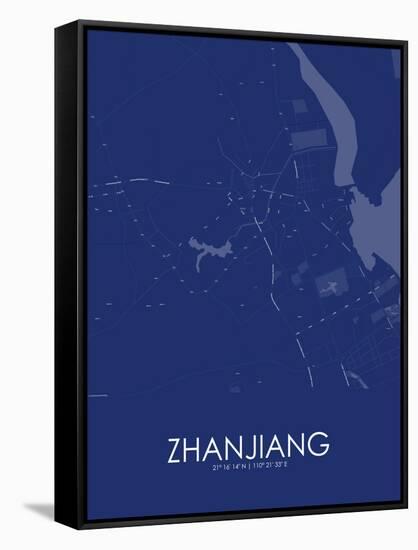 Zhanjiang, China Blue Map-null-Framed Stretched Canvas