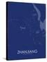 Zhanjiang, China Blue Map-null-Stretched Canvas