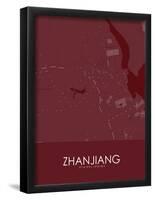 Zhanjiang, China Red Map-null-Framed Poster