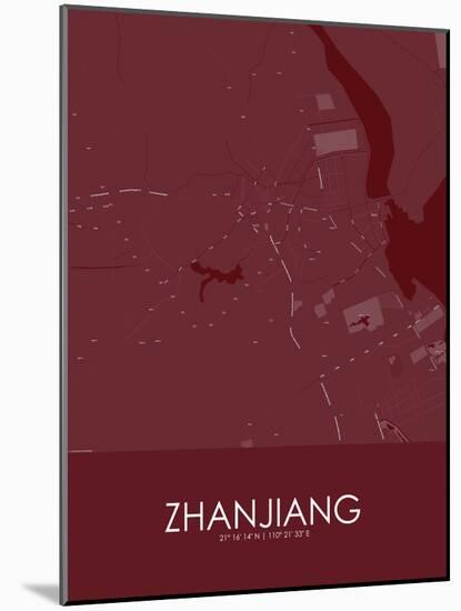 Zhanjiang, China Red Map-null-Mounted Poster