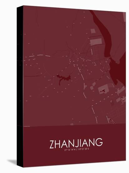 Zhanjiang, China Red Map-null-Stretched Canvas