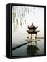 Zhejiang Province, Hangzhou, A Pavillion Early in the Morning on West Lake, China-Christian Kober-Framed Stretched Canvas