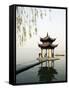 Zhejiang Province, Hangzhou, A Pavillion Early in the Morning on West Lake, China-Christian Kober-Framed Stretched Canvas