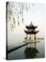 Zhejiang Province, Hangzhou, A Pavillion Early in the Morning on West Lake, China-Christian Kober-Stretched Canvas