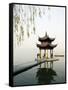 Zhejiang Province, Hangzhou, A Pavillion Early in the Morning on West Lake, China-Christian Kober-Framed Stretched Canvas