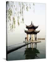 Zhejiang Province, Hangzhou, A Pavillion Early in the Morning on West Lake, China-Christian Kober-Stretched Canvas