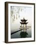 Zhejiang Province, Hangzhou, A Pavillion Early in the Morning on West Lake, China-Christian Kober-Framed Photographic Print