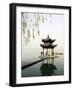 Zhejiang Province, Hangzhou, A Pavillion Early in the Morning on West Lake, China-Christian Kober-Framed Photographic Print