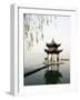 Zhejiang Province, Hangzhou, A Pavillion Early in the Morning on West Lake, China-Christian Kober-Framed Photographic Print