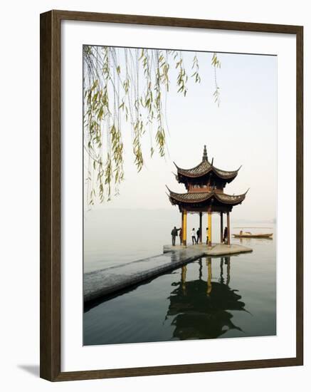 Zhejiang Province, Hangzhou, A Pavillion Early in the Morning on West Lake, China-Christian Kober-Framed Photographic Print