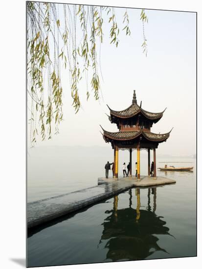 Zhejiang Province, Hangzhou, A Pavillion Early in the Morning on West Lake, China-Christian Kober-Mounted Photographic Print