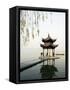 Zhejiang Province, Hangzhou, A Pavillion Early in the Morning on West Lake, China-Christian Kober-Framed Stretched Canvas