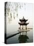 Zhejiang Province, Hangzhou, A Pavillion Early in the Morning on West Lake, China-Christian Kober-Stretched Canvas