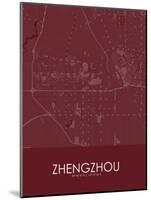 Zhengzhou, China Red Map-null-Mounted Poster