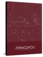 Zhengzhou, China Red Map-null-Stretched Canvas