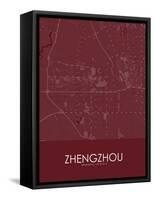 Zhengzhou, China Red Map-null-Framed Stretched Canvas