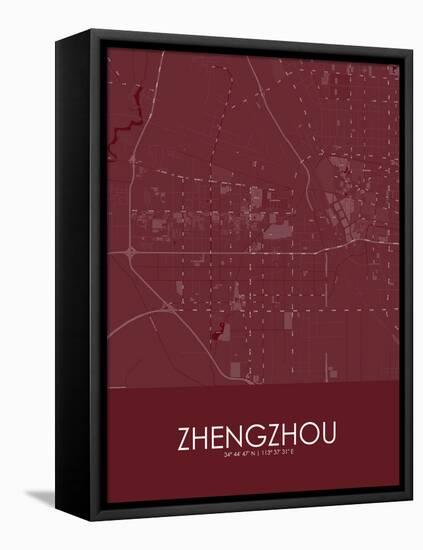 Zhengzhou, China Red Map-null-Framed Stretched Canvas