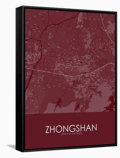 Zhongshan, China Red Map-null-Framed Stretched Canvas