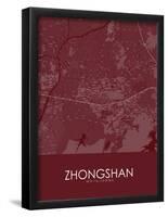 Zhongshan, China Red Map-null-Framed Poster