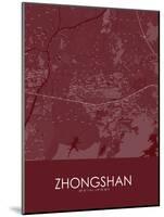 Zhongshan, China Red Map-null-Mounted Poster