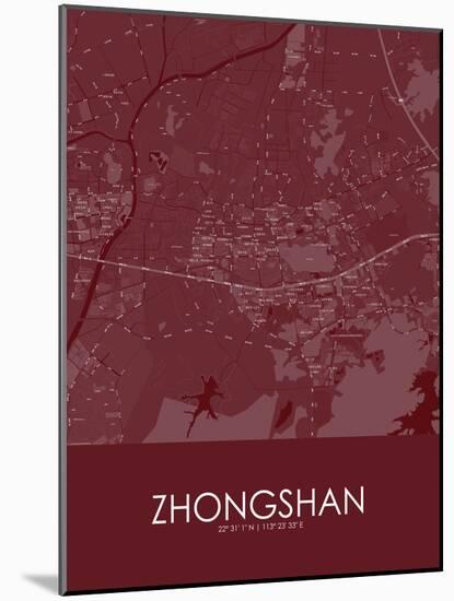 Zhongshan, China Red Map-null-Mounted Poster