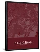 Zhongshan, China Red Map-null-Framed Poster