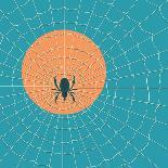 Spider in a Web on a Background of the Setting Sun-Zhukov-Framed Art Print