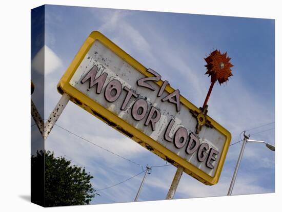 Zia Motor Lodge Sign, New Mexico, USA-Nancy & Steve Ross-Stretched Canvas