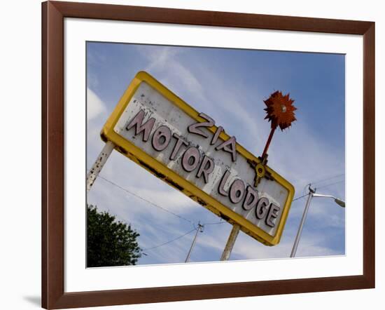 Zia Motor Lodge Sign, New Mexico, USA-Nancy & Steve Ross-Framed Photographic Print