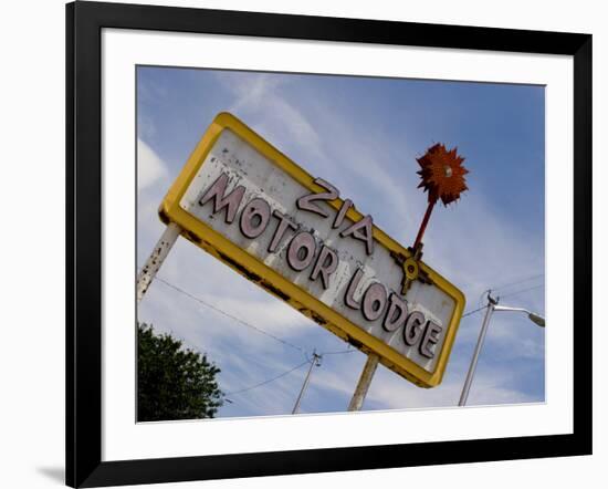 Zia Motor Lodge Sign, New Mexico, USA-Nancy & Steve Ross-Framed Photographic Print