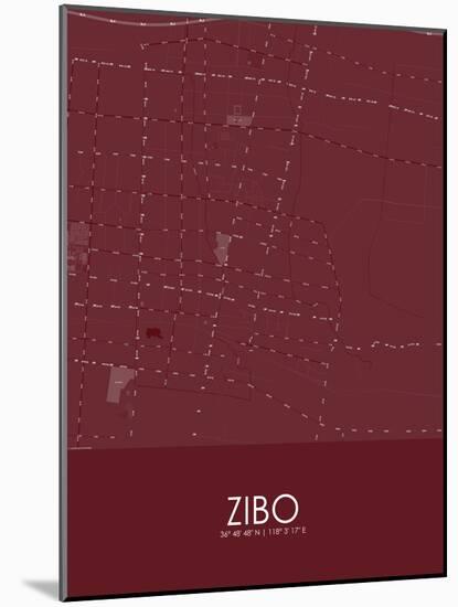 Zibo, China Red Map-null-Mounted Poster