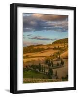 Zig Zag Road in Last Autumn Light near Monticchiello-Terry Eggers-Framed Photographic Print