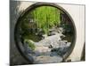 Zig Zag Stone Bridge and Willow Trees Through Moon Gate, Chinese garden, China-Keren Su-Mounted Photographic Print