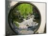 Zig Zag Stone Bridge and Willow Trees Through Moon Gate, Chinese garden, China-Keren Su-Mounted Photographic Print