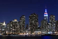 Midtown Manhattan Skyline and the Statue of Liberty at Night, New York City-Zigi-Photographic Print