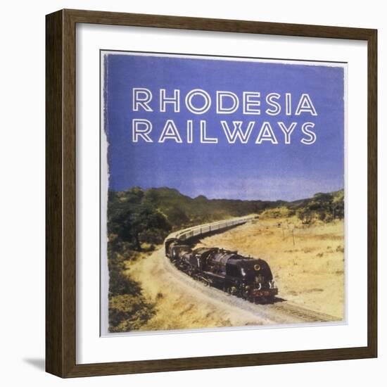 Zimbabwe : a Massive Steam Locomotive Hauls a Long Train across Rhodesia's Wide Open Spaces-null-Framed Photographic Print