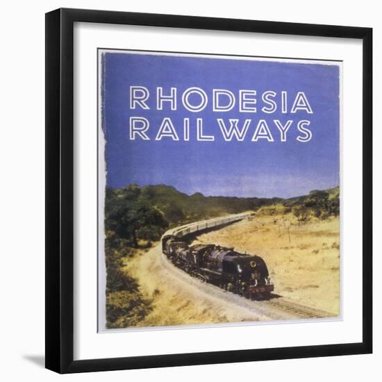 Zimbabwe : a Massive Steam Locomotive Hauls a Long Train across Rhodesia's Wide Open Spaces-null-Framed Photographic Print