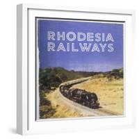 Zimbabwe : a Massive Steam Locomotive Hauls a Long Train across Rhodesia's Wide Open Spaces-null-Framed Photographic Print