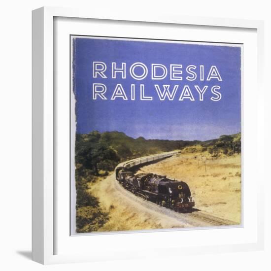 Zimbabwe : a Massive Steam Locomotive Hauls a Long Train across Rhodesia's Wide Open Spaces-null-Framed Photographic Print