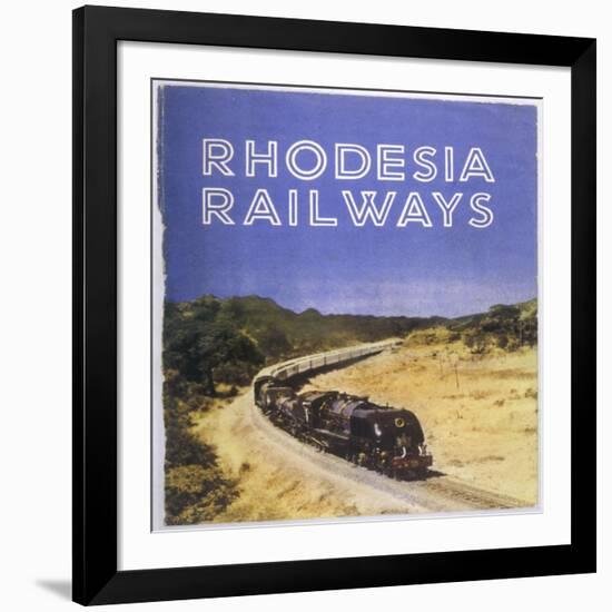 Zimbabwe : a Massive Steam Locomotive Hauls a Long Train across Rhodesia's Wide Open Spaces-null-Framed Photographic Print