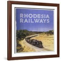 Zimbabwe : a Massive Steam Locomotive Hauls a Long Train across Rhodesia's Wide Open Spaces-null-Framed Photographic Print